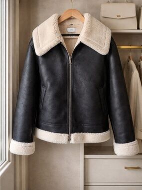 BNWT - Faux Shearling MANGO Bomber Jacket (Large)